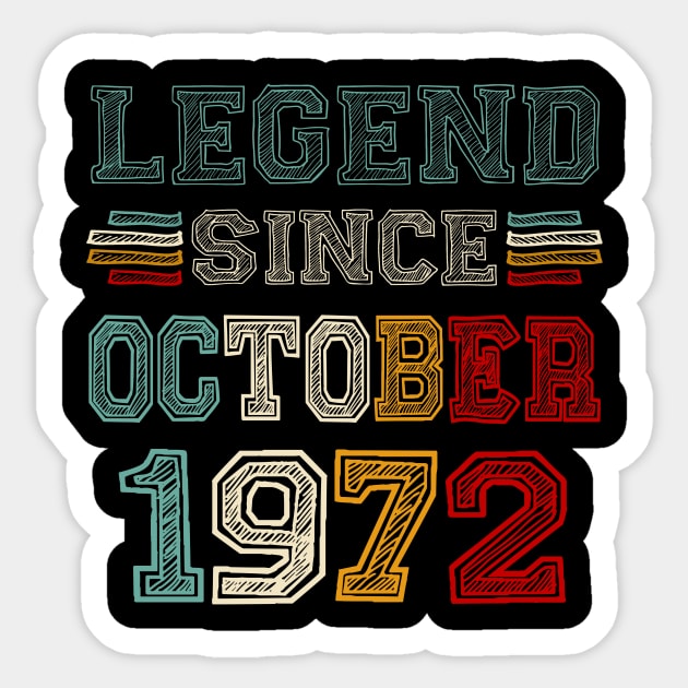 51 Years Old Legend Since October 1972 51st Birthday Sticker by Brodrick Arlette Store